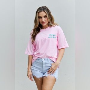 🌟NEW, CHIC**-Sweet Claire "Wish You Were Here" Oversized T-Shirt OFFERS WELCOME